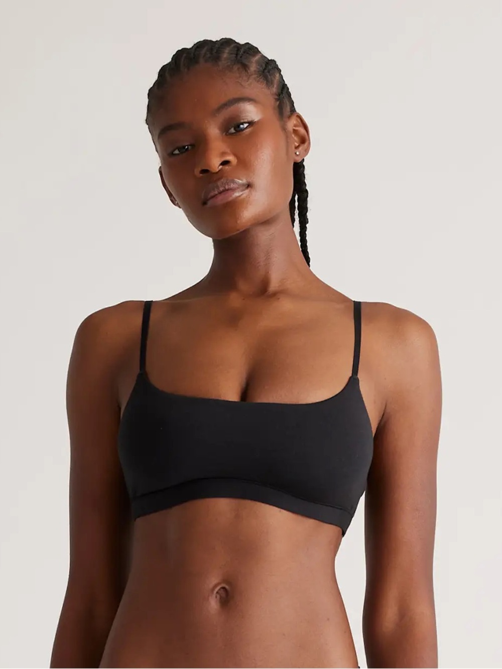 NWOT QUINCE 2 Pack Organic Cotton Scoop Bralettes Small Black 1017